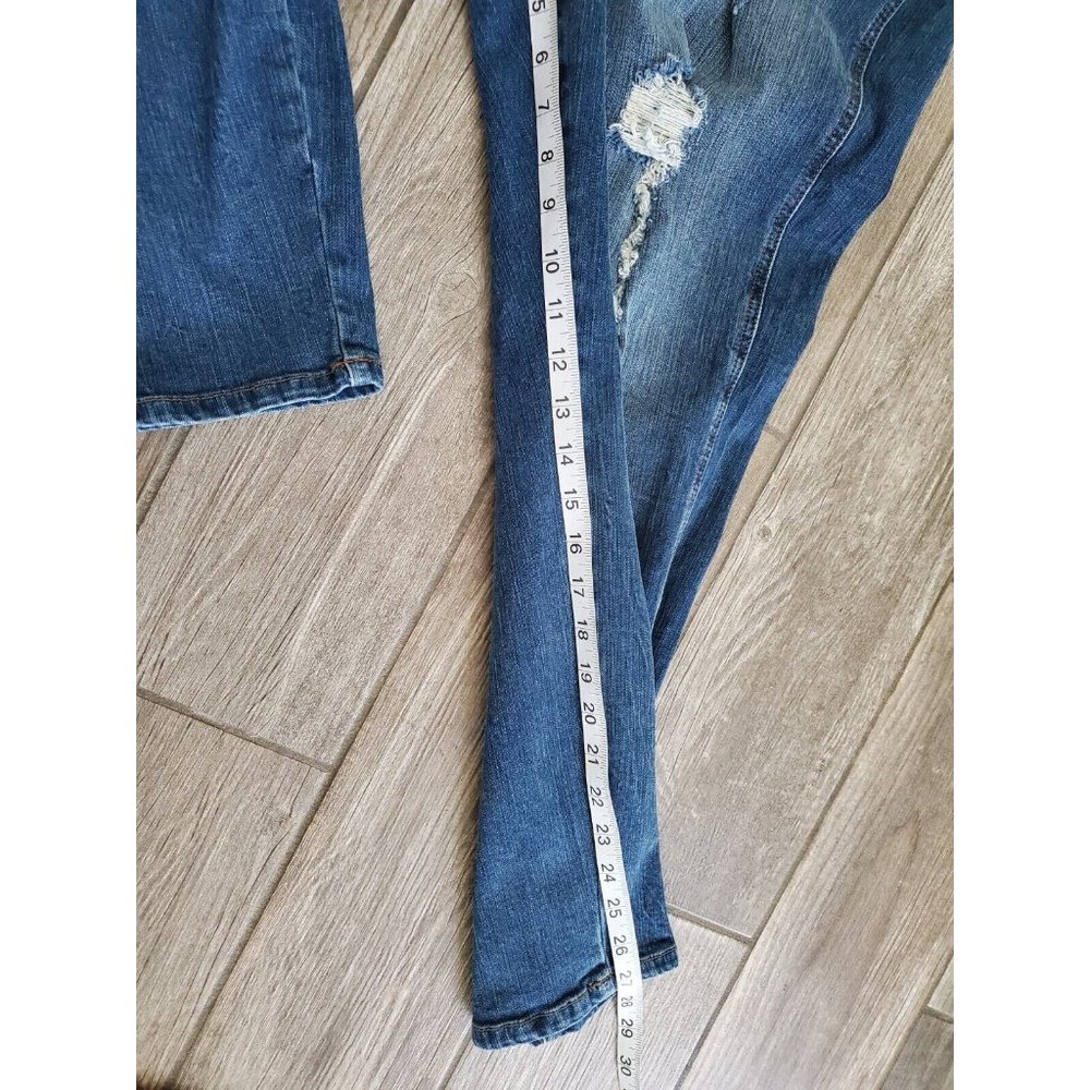 Torrid Women's Demin Medium Wash Distressed Overalls Size 16 - Picture 4 of 7